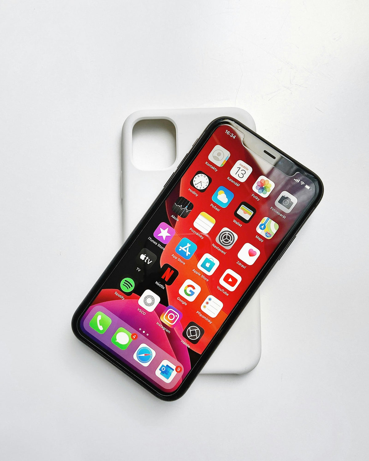 Slim black case on a phone, rear view