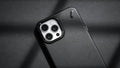 Rugged black case on a dark textile